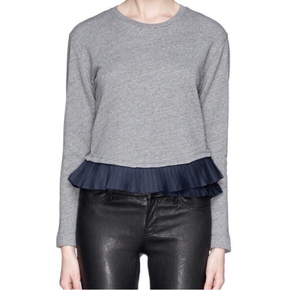 J.Crew gray  sweatshirt with navy ruffle bottom